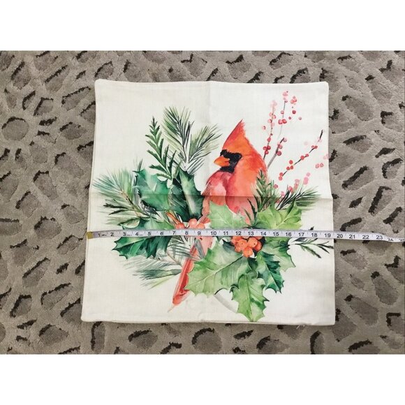 Cardinal Birds Christmas Throw Pillow Covers Lot Of 2, 19”x19” New - Picture 3 of 3
